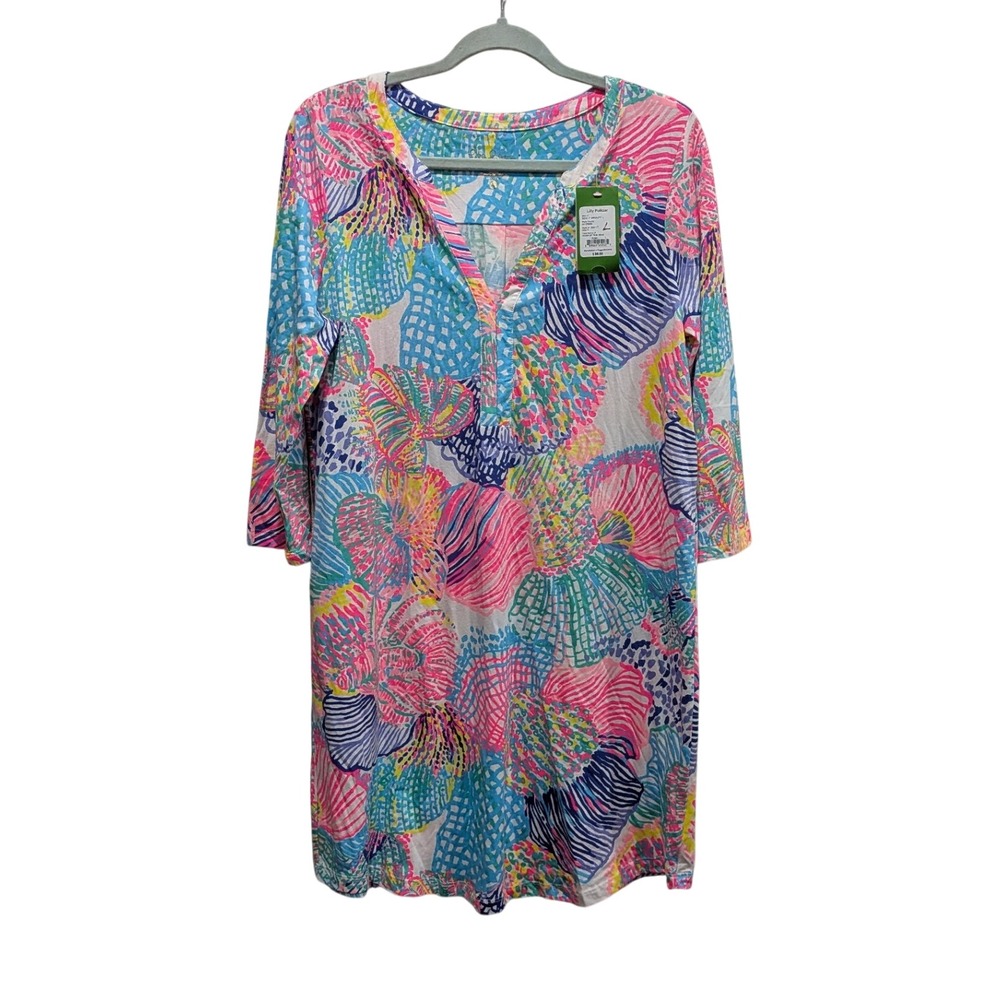 NWT Lilly Pulitzer Womens Ali Dress Large Roar Seas Pima Cotton Resort